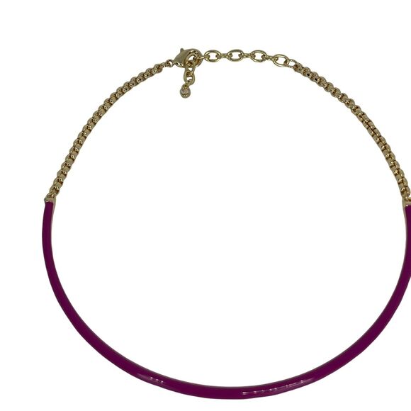 Gold Tone Collar Necklace Enamel Chain Choker Stylish Stunning Shiny Elegant NWT - Picture 12 of 16